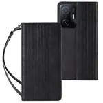 MG Magnet Strap knižkové kožené puzdro na Samsung Galaxy A12 5G, čierne