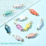 10Pcs Evil Eye Fish Shaped Glazed Porcelain Pendants