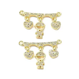 Rack Plating Brass Micro Pave Clear Cubic Zirconia Pendants