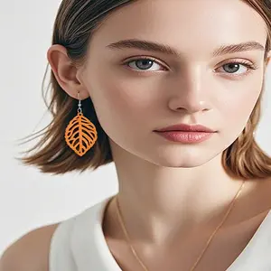 1 Pair Leaf Wood Dangle Earrings