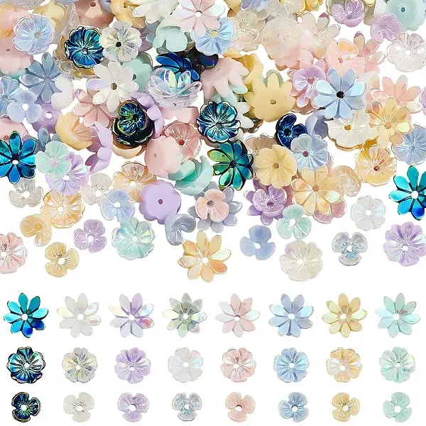 240Pcs 3 Styles Opaque Resin Beads