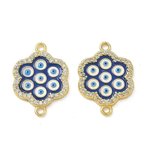 Brass Micro Pave Clear Cubic Zirconia Connector Charms