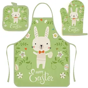 Easter Theme Polyester Sleeveless Apron and Gloves