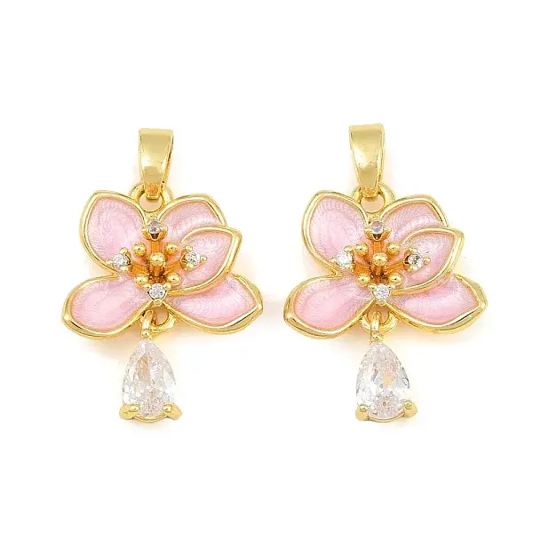 Brass Micro Pave Clear Cubic Zirconia Pendants