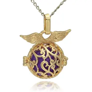 Golden Tone Brass Hollow Round Cage Pendants