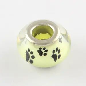 Large Hole Dog Paw Prints Pattern Resin European Beads