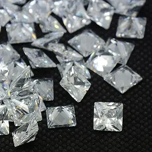20PCS Clear Grade A Square Shaped Cubic Zirconia Pointed Back Cabochons