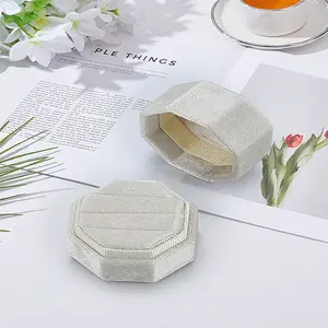 1Pc 3-Slot Octagon Velvet Rings Storage Boxes