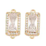 Brass Micro Pave Clear Cubic Zirconia Connector Charms
