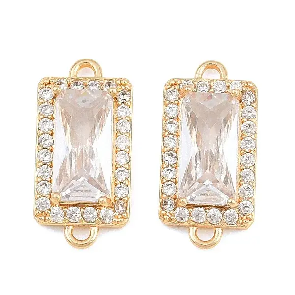 Brass Micro Pave Clear Cubic Zirconia Connector Charms