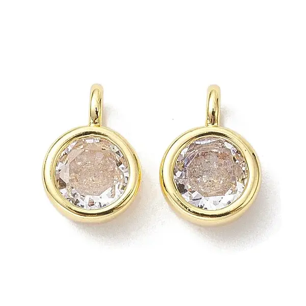 Brass Micro Pave Clear Cubic Zirconia Pendants