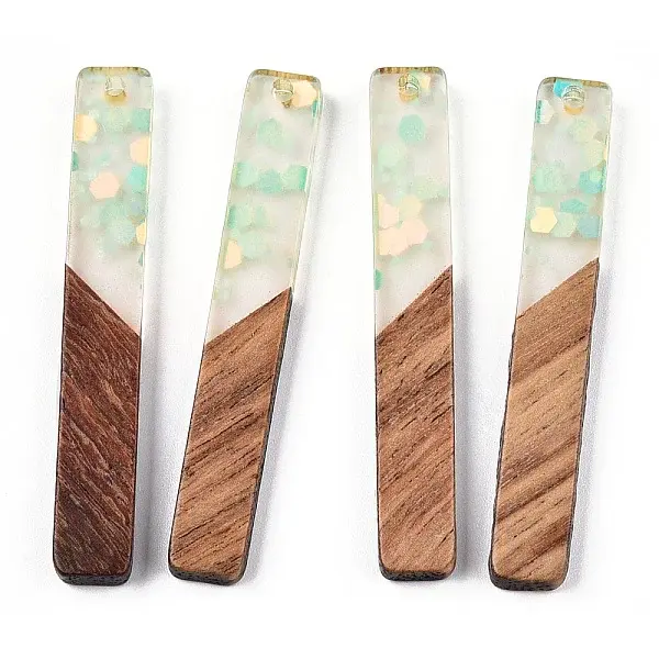Transparent Resin & Walnut Wood Big Pendants