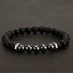 8MM Natural Obsidian and Frosted Black Round Beaded Stretch for Men