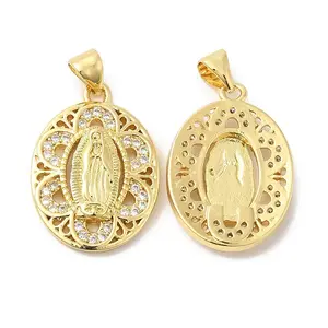 Brass Micro Pave Clear Cubic Zirconia Pendants