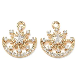 Brass Micro Pave Clear Cubic Zirconia Charms