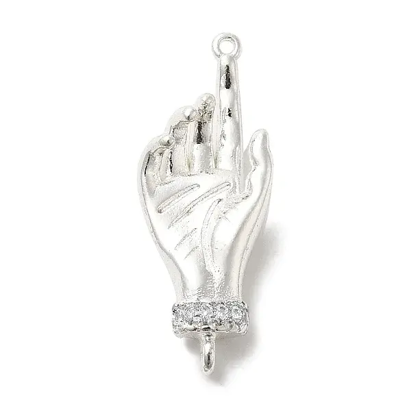 Brass Micro Pave Clear Cubic Zirconia Palm Connector Charms