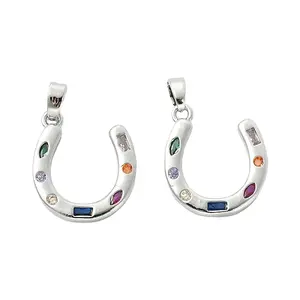 2Pcs Brass Micro Pave Cubic Zirconia Pendants