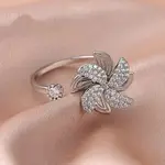 Rotating Brass Micro Pave Cubic Zirconia Cuff Rings