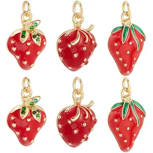 6Pcs 3 Style Brass Enamel Pendants