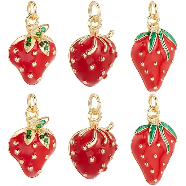 6Pcs 3 Style Brass Enamel Pendants