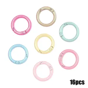 16Pcs Spray Painted Alloy Spring Gate Rings