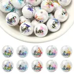 30Pcs 5 Styles UV Plating Iridescent Acrylic Beads
