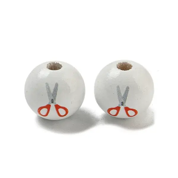 School Theme Printed Wood European Beads