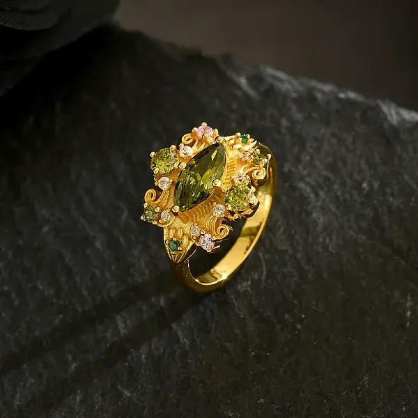 Brass Micro Pave Cubic Zirconia Finger Rings for Women