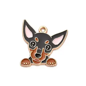 Animal Puppy Alloy Enamel Pendants