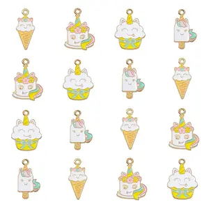 40Pcs 4 Styles Alloy Enamel Pendants