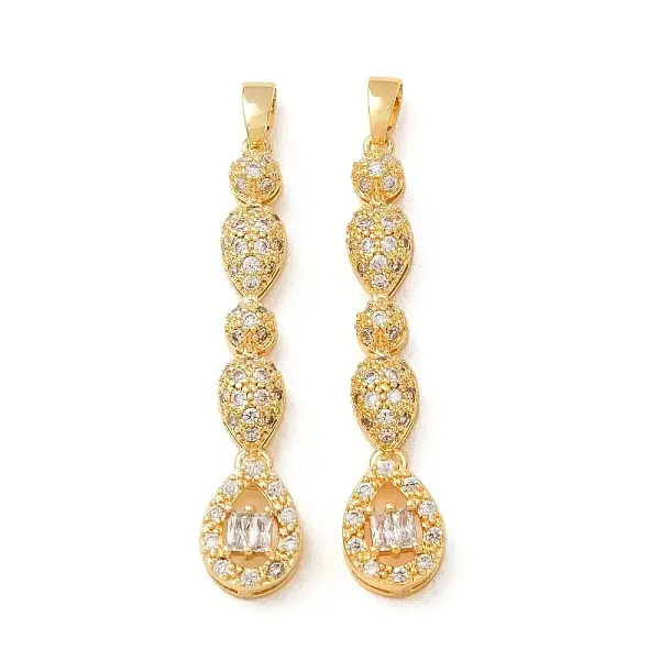 Brass Micro Pave Clear Cubic Zirconia Pendants