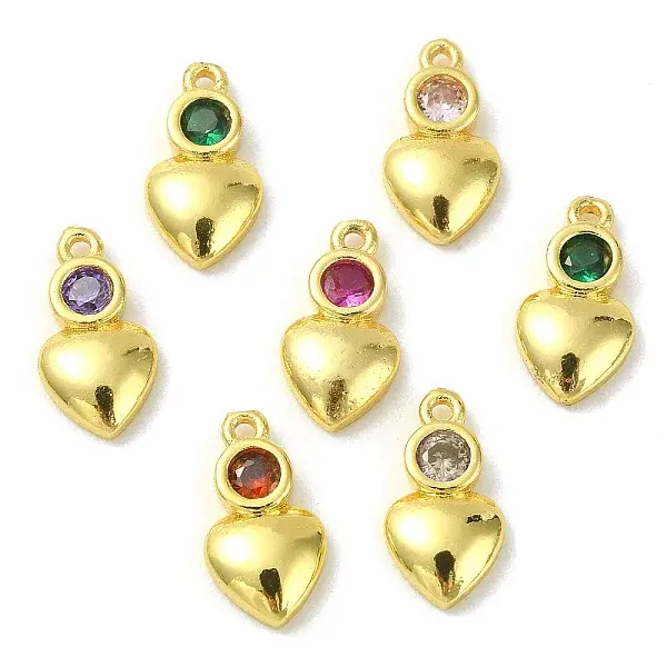 30Pcs Brass Micro Pave Cubic Zirconia Pendants