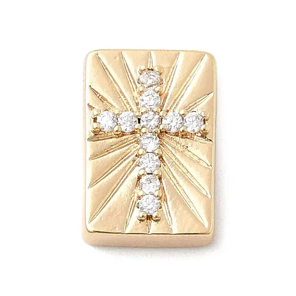 Brass Micro Pave Cubic Zirconia Beads