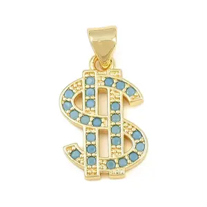 Brass Micro Pave Sky Blue Cubic Zirconia Pendants