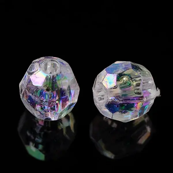AB Color Transparent Acrylic Faceted Round Clear AB Beads