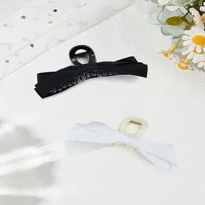 2Pcs 2 Colors Double-sided Ribbon Bowknot Plastic Claw Hair Clips