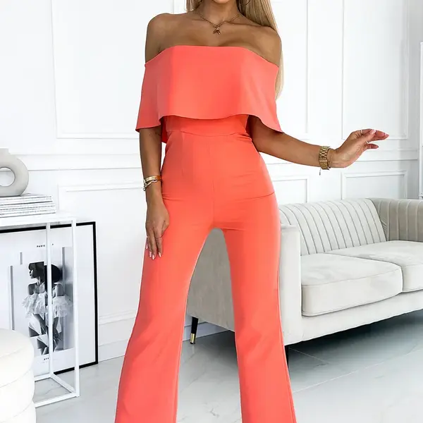 Overal s volánkem a odhalenými rameny Bergamo - oranžový