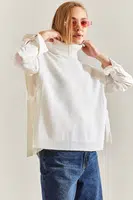 Bianco Lucci Women's Turtleneck Belt Tie Knitwear Sweater