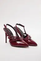 Trendyol Burgundy Band Detailed Pointed Toe Women's Thin Heel Shoes