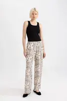 DEFACTO Fall In Love Regular Fit Paisley Patterned Viscose Beach Trousers