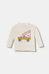 Dětské bavlněné tričko s dlouhým rukávem Guess béžová barva, s potiskem, I5BI01 I3Z14