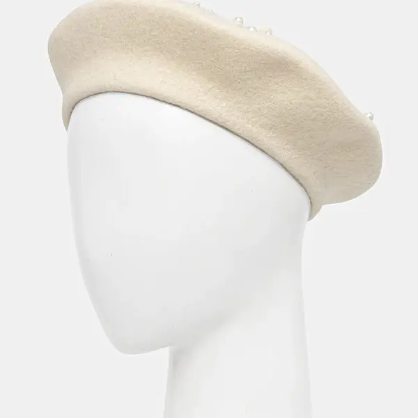 Baret s příměsí vlny Marella Emme by Marella béžová barva, 2525576032200