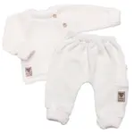 Baby Nellys Rostoucí pletený svetřík a kalhoty s kapsou Hand Made 2D, Nature, smetanový