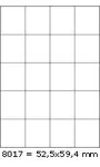 Samolepiace etikety 52,5 x 59,4 mm, 20 etikiet, A4, 100 listov