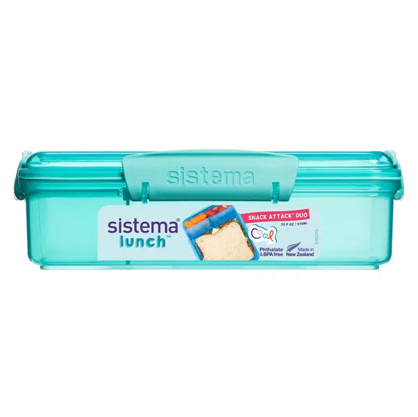 SISTEMA LUNCH Krabička na svačinu s 2 přihrádkami zelená 975 ml