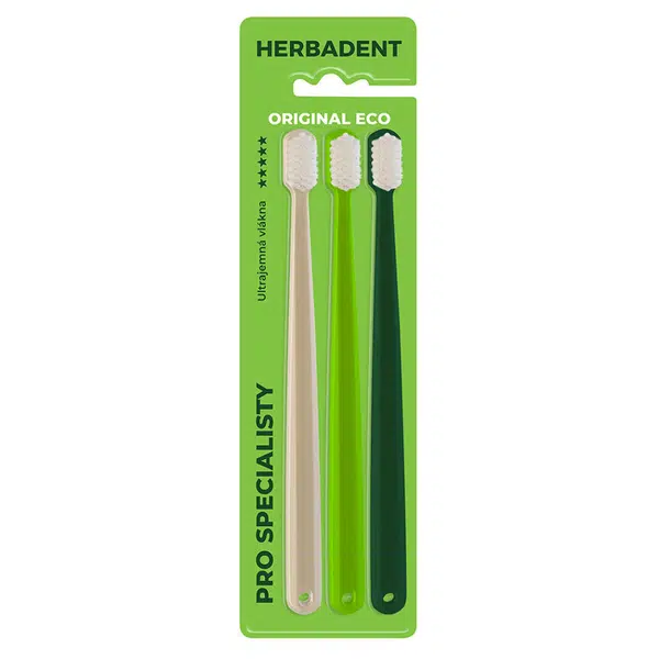HERBADENT Original Eco 5 Zubní kartáček ultra jemná vlákna 3 kusy