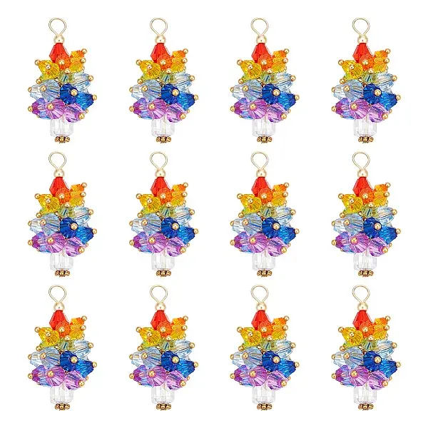 12Pcs Chakra Theme Acrylic Pendants