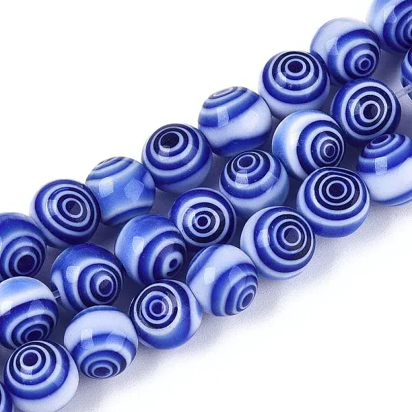 Handmade Millefiori Glass Lampwork Round Beads Strands