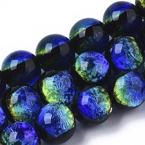 Handmade Silver Foil Glass Lampwork Beads Strands