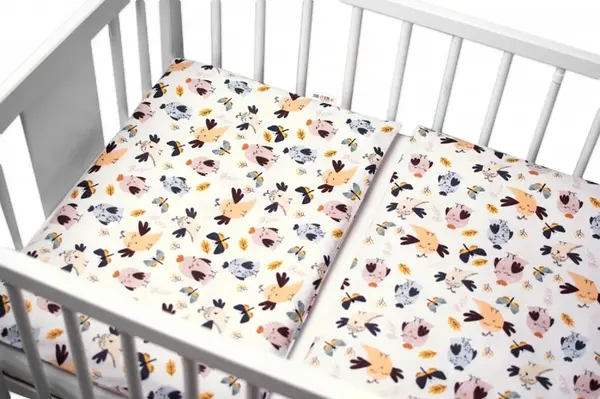 2-dielne bavlnené obliečky Vtáčiky a Vážky - biela, 135x100 cm